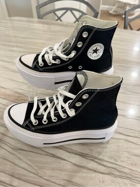 Converse Black and White High Top Platform Sneakers